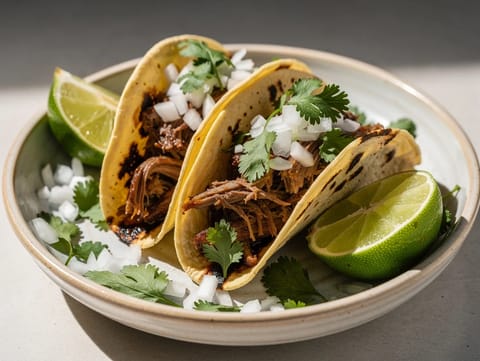 Tacos de Barbacoa de Borrego (tacos d’agneau mijoté) Tacos de Barbacoa de Borrego (tacos d’agneau mijoté)