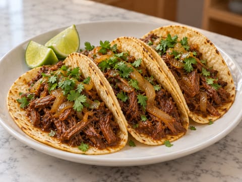 Tacos de Barbacoa de Res (hitaasti kypsennetyt naudanlihatacot) Tacos de Barbacoa de Res (hitaasti kypsennetyt naudanlihatacot)