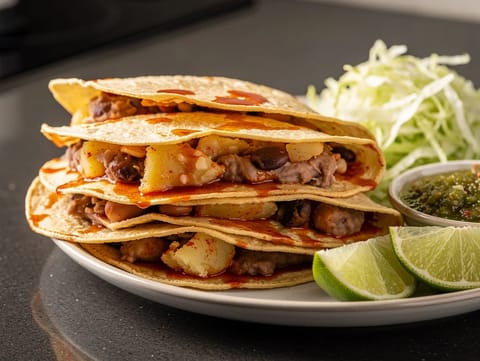 Tacos de Canasta (tacos panier aux haricots et pomme de terre) Tacos de Canasta (tacos panier aux haricots et pomme de terre)