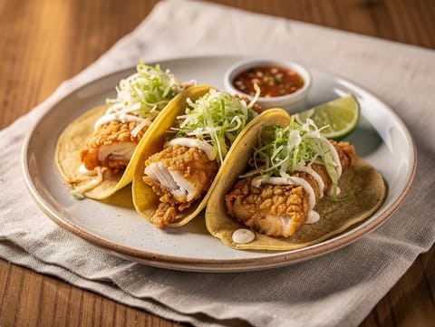 Tacos de Pescado Estilo Baja (paneroidut kalatacot) Tacos de Pescado Estilo Baja (paneroidut kalatacot)