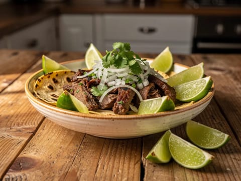 Tacos de Suadero sipulilla ja korianterilla