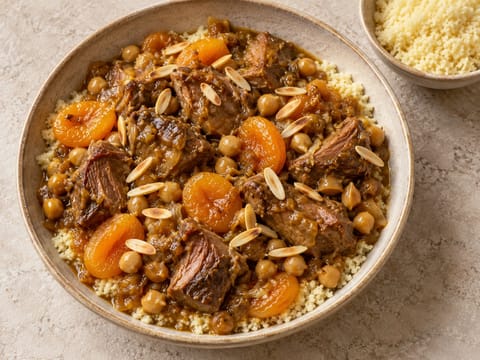 Tajine de borrego com alperces e grão-de-bico Tajine de borrego com alperces e grão-de-bico