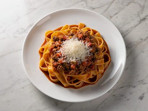 Tagliatelle al Ragù (tagliatelle com molho à bolonhesa)