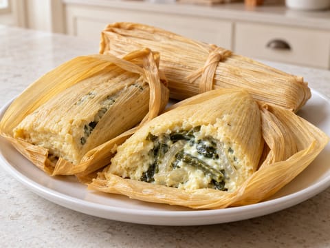 Tamales de Rajas con Crema (ταμάλες με poblano και κρέμα) Tamales de Rajas con Crema (ταμάλες με poblano και κρέμα)