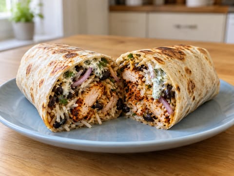 Tandoori-Hähnchen-Burrito mit Minzjoghurt
