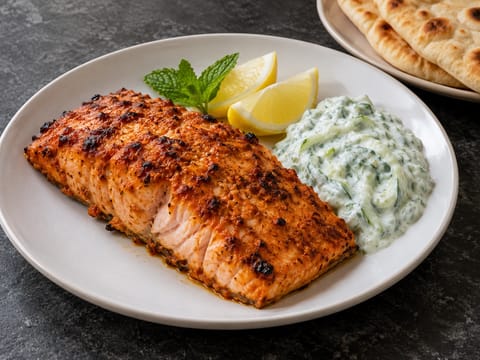 Tandoori losos s okurkovou raitou Tandoori losos s okurkovou raitou
