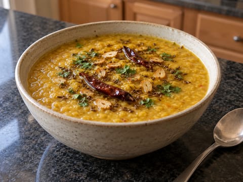 Tarka Dal mit Ghee und getrockneten Chilis Tarka Dal mit Ghee und getrockneten Chilis