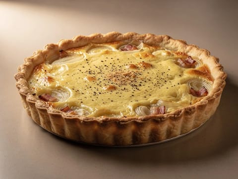 Tarte à l’Oignon Alsacienne (tarta alsaciana de cebolla con beicon)