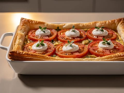 Tarte à la Tomate et Moutarde (bladerdeegtaart met tomaat en mosterd)