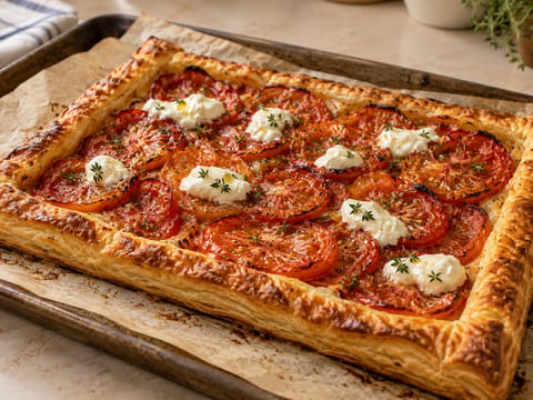 Tarte à la Tomate et Moutarde (tartă din foietaj cu roșii și muștar) Tarte à la Tomate et Moutarde (tartă din foietaj cu roșii și muștar)