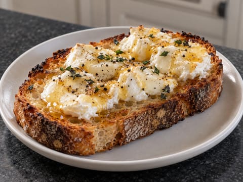 Tartine au Chèvre et Miel (Åpen sandwich med geitost og honning) Tartine au Chèvre et Miel (Åpen sandwich med geitost og honning)