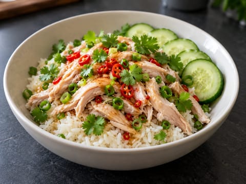 Tết-kycklingris med örter och fisksåsdressing Tết-kycklingris med örter och fisksåsdressing