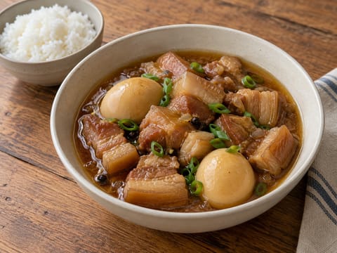 Thịt Kho Trứng (vietnámi kókuszvizes párolt császárszalonna tojással) Thịt Kho Trứng (vietnámi kókuszvizes párolt császárszalonna tojással)