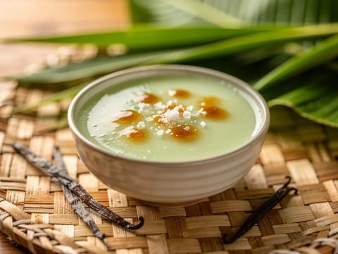 Thai Custard (Sangkhaya) med pandan og kokosmælk Thai Custard (Sangkhaya) med pandan og kokosmælk