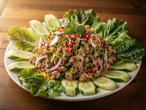 Larb Platter (salade thaïe de porc haché) Larb Platter (salade thaïe de porc haché)