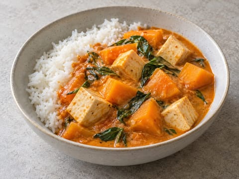 Thailandsk rød karry med græskar og tofu