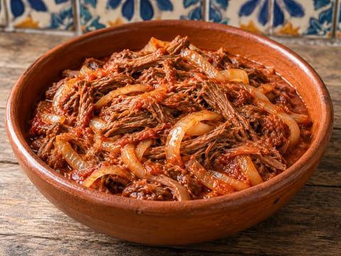 Tinga de Res (carne de vaca desfiada em molho de tomate com chipotle) Tinga de Res (carne de vaca desfiada em molho de tomate com chipotle)