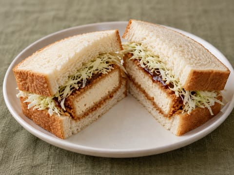 Knuspriges Tofu-Katsu-Sandwich mit Kohl Knuspriges Tofu-Katsu-Sandwich mit Kohl