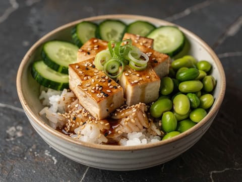 Bol poke cu tofu și susan Bol poke cu tofu și susan