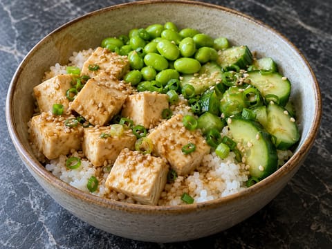 Poke bowl de tofu com sésamo Poke bowl de tofu com sésamo
