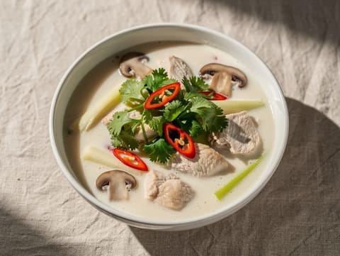 Tom Kha Gai (zuppa thai di pollo al cocco e galanga)
