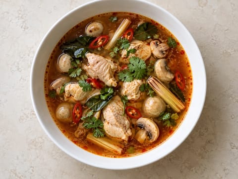 Tom Yum (Thaise hete en zure kippensoep) Tom Yum (Thaise hete en zure kippensoep)