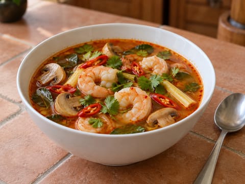 Tom Yum Goong (scharf-saure thailändische Garnelensuppe) Tom Yum Goong (scharf-saure thailändische Garnelensuppe)