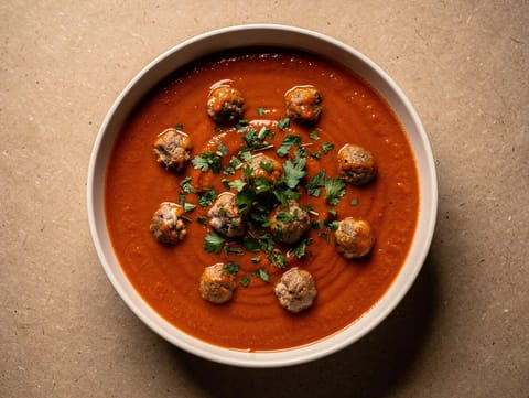 Tomatensoep met Balletjes (Tomatensuppe mit Fleischbällchen)