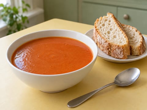 Zupa pomidorowa z chrupiącym pieczywem Zupa pomidorowa z chrupiącym pieczywem