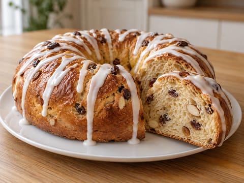 Torcolo di San Costanzo (umbrijský věnec s pomerančem, rozinkami a mandlemi)