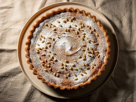 Torta della Nonna (italiensk vaniljkräm- och pinjenötspaj)