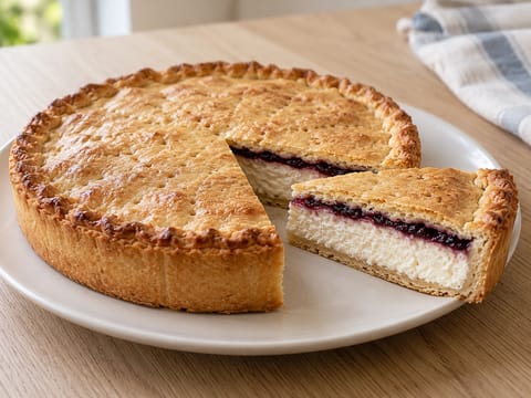Torta di Ricotta e Visciole (Τάρτα ρικότας με βύσσινο)