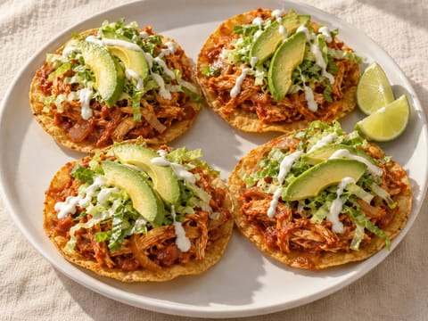 Tostadas de Tinga con Aguacate (tostadas met chicken tinga) Tostadas de Tinga con Aguacate (tostadas met chicken tinga)