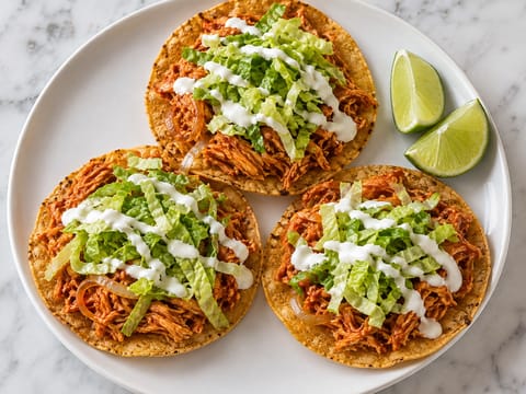Tostadas de Tinga con Crema (tostadas με κοτόπουλο tinga) Tostadas de Tinga con Crema (tostadas με κοτόπουλο tinga)
