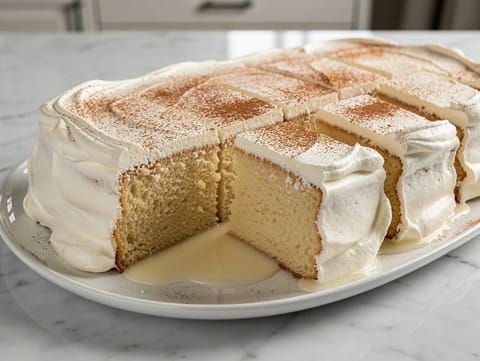 Tres Leches Cake (παντεσπάνι μουλιασμένο σε γάλα)