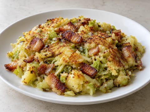 Trinxat de la Cerdanya (pandestegte kartofler og kål med svinebryst) Trinxat de la Cerdanya (pandestegte kartofler og kål med svinebryst)