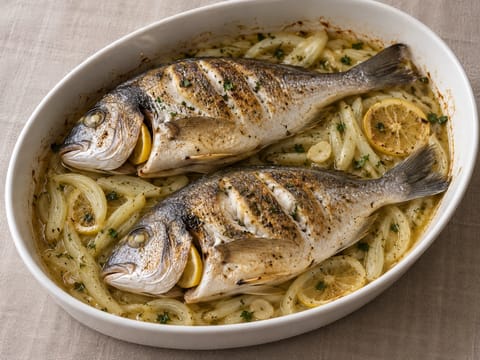 Tsipoura sto Fourno (dourada assada com funcho) Tsipoura sto Fourno (dourada assada com funcho)