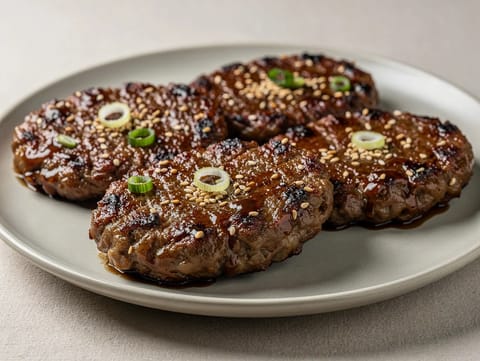 Tteokgalbi (hamburguesas coreanas de costilla corta de ternera a la parrilla)