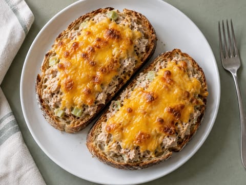 Tuna Melt σε προζυμένιο με τσένταρ Tuna Melt σε προζυμένιο με τσένταρ