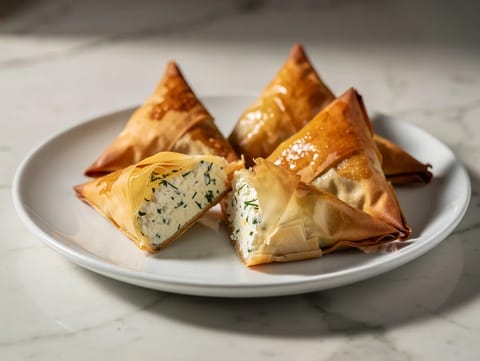 Tyropitakia (Yufkalı Yunan Peynirli Mini Börekler)