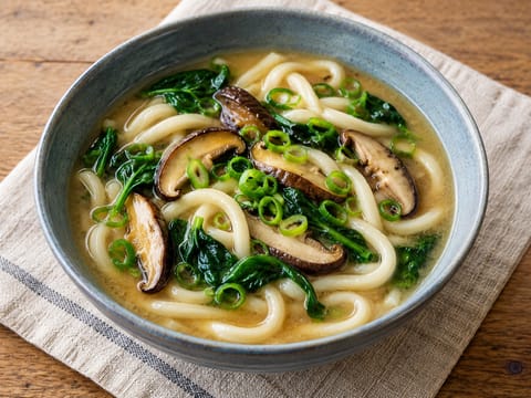 Bol cu tăiței udon umami, supă miso și shiitake Bol cu tăiței udon umami, supă miso și shiitake