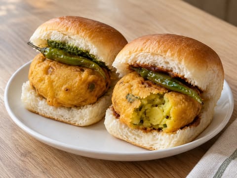 Vada Pav (panecillos mumbai con buñuelos de patata) Vada Pav (panecillos mumbai con buñuelos de patata)