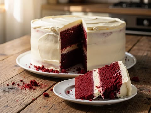 Red Velvet Cake met roomkaasglazuur Red Velvet Cake met roomkaasglazuur
