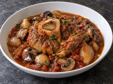 Veau Marengo (paradicsomos, gombás és fehérboros borjúpörkölt) Veau Marengo (paradicsomos, gombás és fehérboros borjúpörkölt)