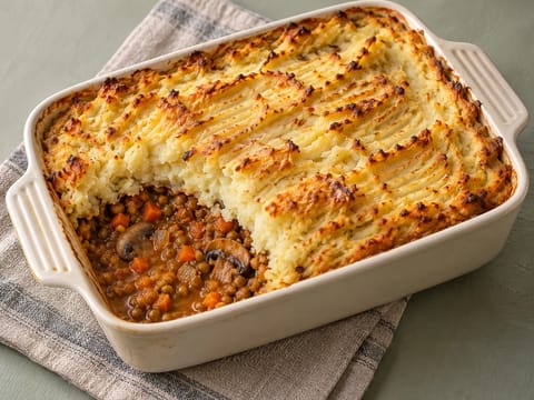 Vegaaninen linssi-shepherd’s pie