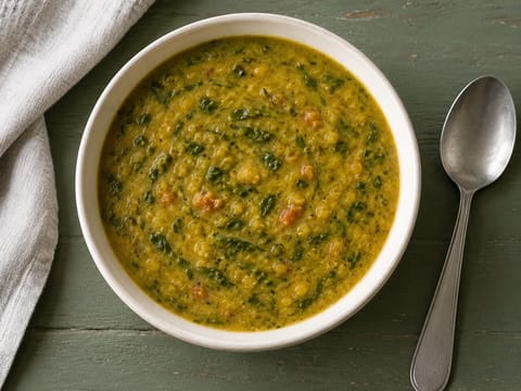 Vegansk palak dal (spenat- och linssoppa) Vegansk palak dal (spenat- och linssoppa)