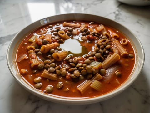 Vegan Pasta e Lenticchie (italiensk linsepastagryde)