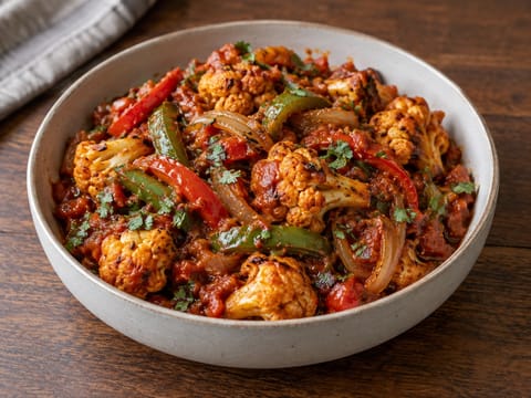 Vegetable Jalfrezi (indická restovaná zelenina v kořeněných rajčatech) Vegetable Jalfrezi (indická restovaná zelenina v kořeněných rajčatech)