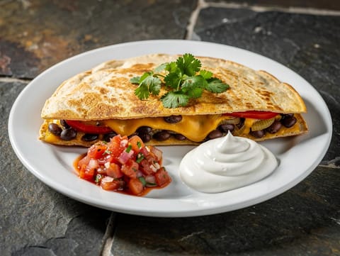 Vegetarisk quesadilla med svarta bönor