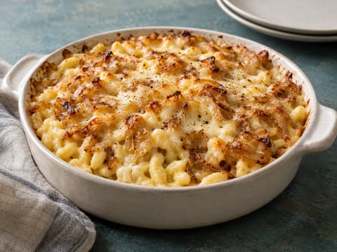 Käsespätzle (niemiecki makaron z serem i karmelizowaną cebulą)
